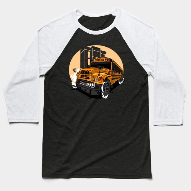 MONSTER SCHOOL BUS Baseball T-Shirt by beanbeardy